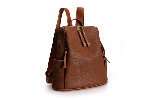 Rucsac, Lucky Bees, 359 v3 Tan, piele ecologica, maro