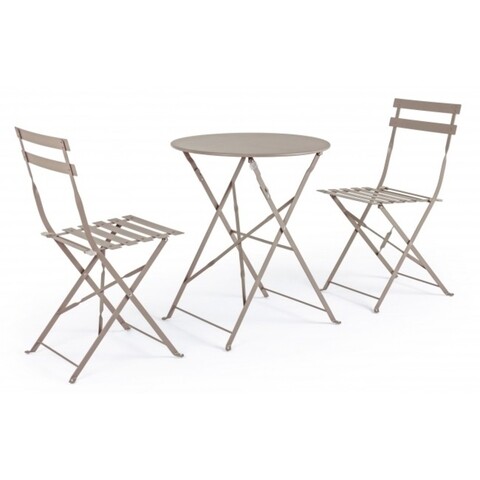 Set mobilier de gradina 3 piese, Bistro Wissant, Bizzotto, otel, finisaj mat, grej