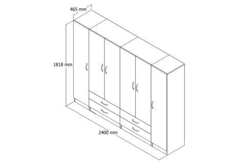 Dulap pentru haine, Tanmob, GRD0802, 240x181.8x46.5 cm, PAL , Maro