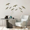 Decoratiune de perete, Flying Seagulls, Poliester, Auriu