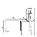 Birou de colt cu raft, Lacivert, L Tasarim, 154 x 72 x 60 cm, pal melaminat/metal, nuc