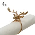 Set 4 inele de servetele Reindeer, Decoris, 5.5x3.7x3 cm, zinc, auriu