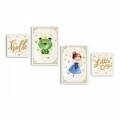 Set 4 tablouri decorative, Alpha Wall, Hello Little One, MDF/PVC, multicolor