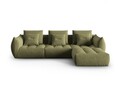 Coltar modular reversibil 2 locuri, Bloom-184, Micadoni Home, 332x216x95 cm, catifea, verde deschis