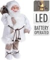 Decoratiune luminoasa Santa, 8 LED-uri, 34x20x80 cm, plus, alb/bej