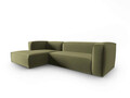 Coltar stanga 4 locuri, Mackay, Cosmopolitan Design, 282x166x73 cm, catifea, verde deschis