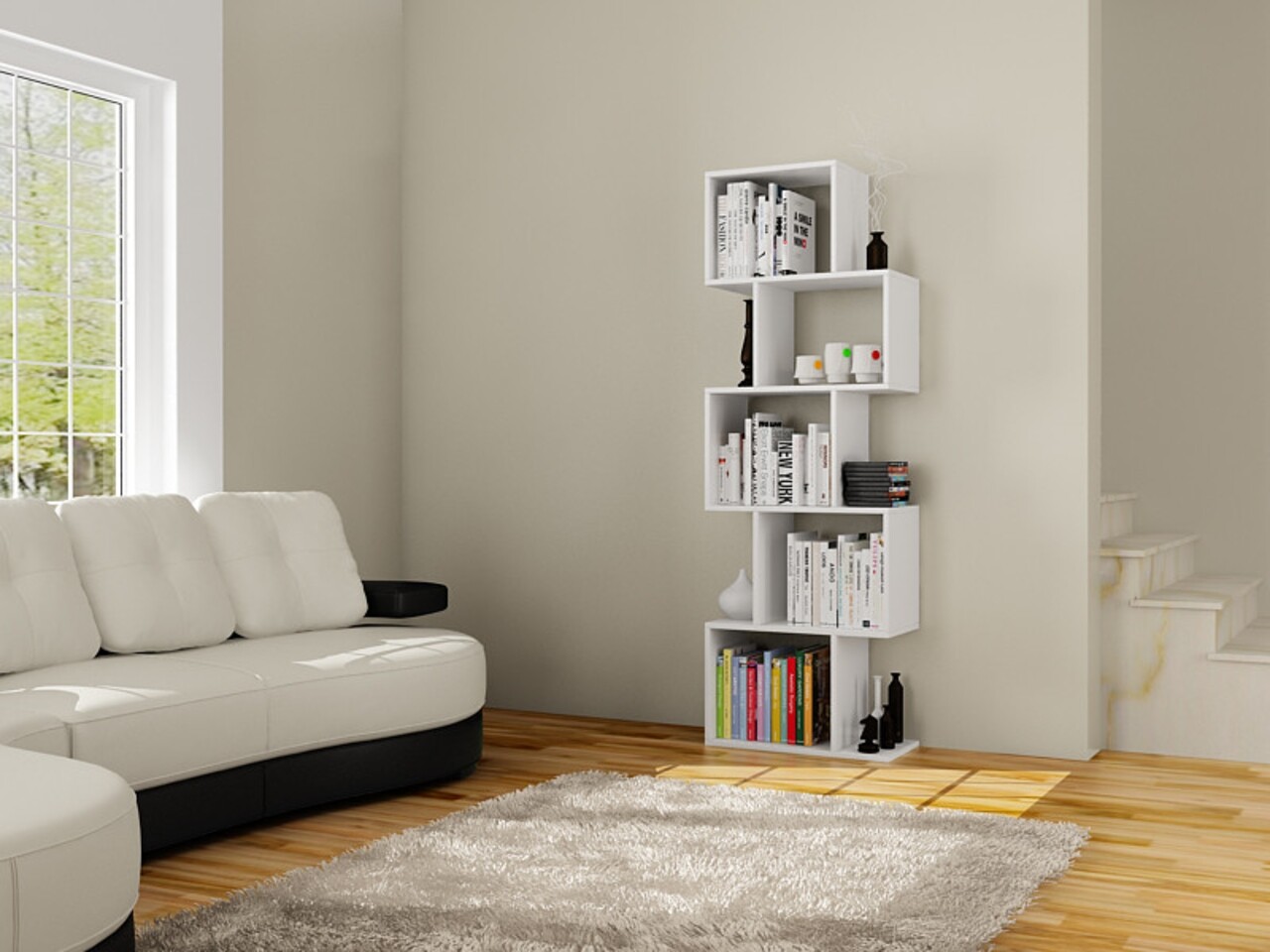 Biblioteca Meric, Elegance, 60x30x150 cm, alb