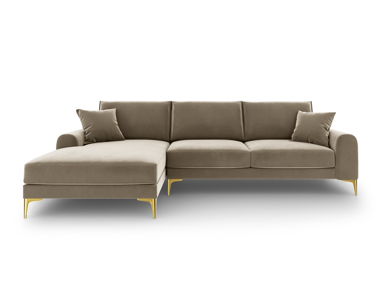 Coltar stanga, Madara, Mazzini Sofas, 5 locuri, gold legs, 254x182x90 cm, catifea, bej - 1 | YEO