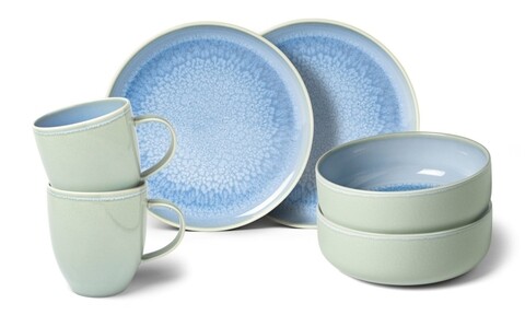 Set de masa 6 piese, Like Villeroy & Boch, Crafted Blueberry, portelan premium, turcoaz