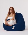 Fotoliu puf, Bean Bag, Ferndale Premium XXL, 115 x 130 cm, poliester impermeabil, albastru inchis