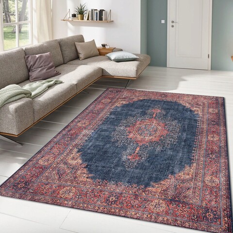 Covor, Dark Blue AL 26 , 75x230 cm, Poliester , Multicolor