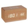 Ceas de masa cu alarma si incarcator wireless Connor, Gift Decor, 15 x 7 x 7.5 cm, MDF, maro