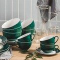 Set de cafea / ceai 12 piese Aura Green, Ambition, portelan, 220 ml, verde