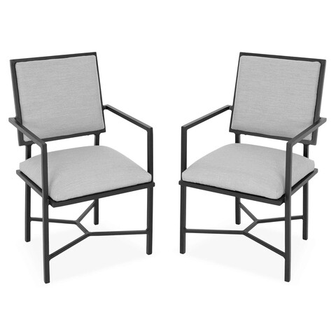 Set 2 scaune pentru exterior Evie, 59x50x90 cm, aluminiu, negru/gri