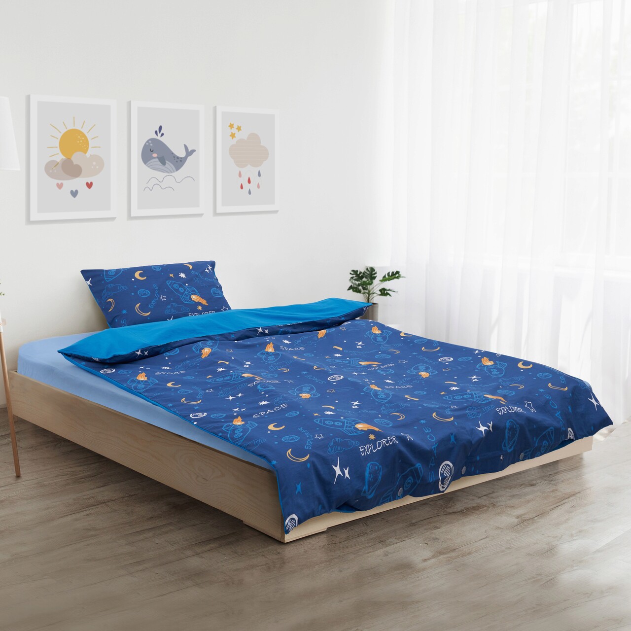 Lenjerie de pat pentru o persoana Space, Heinner Home, 150x200 cm, bumbac, multicolor