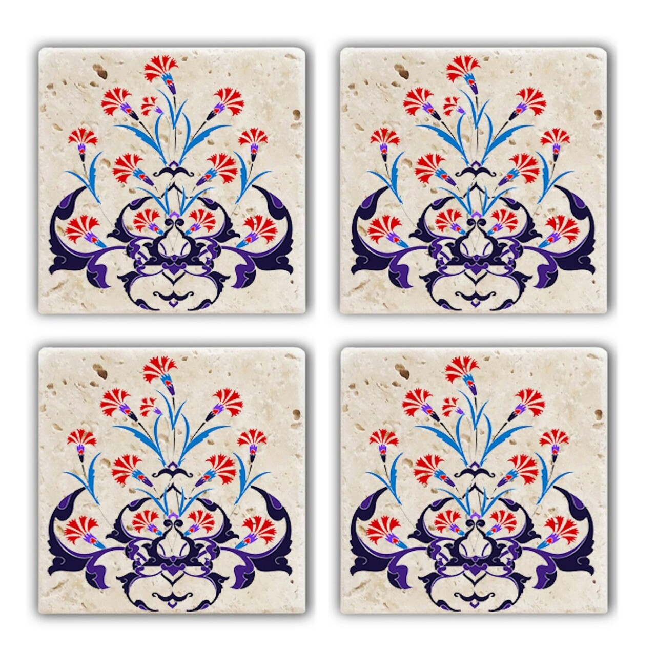 Set suporturi de pahare, Taylor, 366TYR1130, Piatra, 10 x 10 x 1 cm, 4 piese, Multicolor