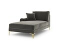 Sezlong living stanga, Madara, Mazzini Sofas, gold legs, 102x182x90 cm, catifea, gri deschis