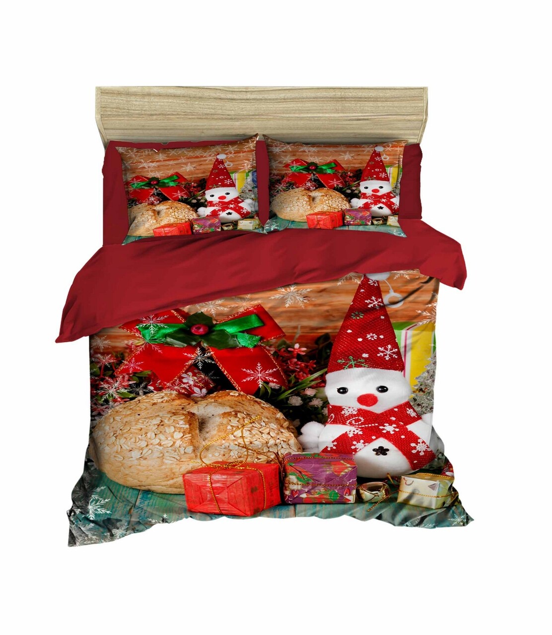 Lenjerie de pat dubla Xmas-410, Pearl Home, 3 piese, amestec bumbac, multicolor