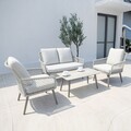 Set mobilier pentru gradina/terasa, 4 piese, Rennes, aluminiu/textilina/poliester, gri