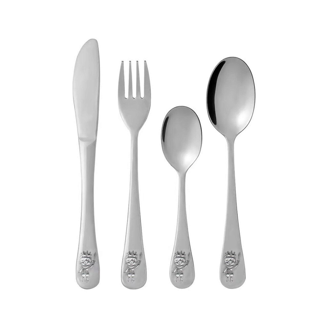 Set tacamuri pentru copii 4 piese, model print Vica, Ambition Junior, inox, argintiu