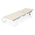 Set mobilier pentru gradina/terasa, 2 sezlonguri si masuta Yati, 170x69x31 cm/46.5x46.5x40 cm, aluminiu/polipropilena, alb/crem