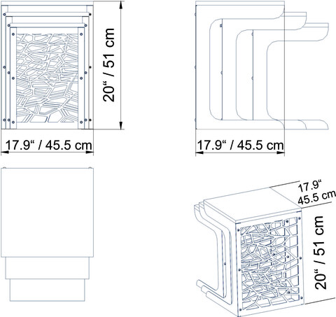 Set masute 3 piese, Hadley, Hare, Aur/Alb