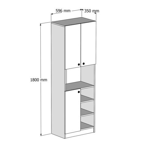 Dulap multifunctional, Mezza, Order 3000 , 59.6x180x35 cm, Alb