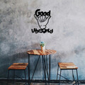 Decoratiune de perete, Good Vibes Only, metal, 52 x 58 cm, negru