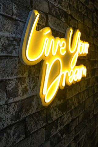 Decoratiune luminoasa LED, Live Your Dream, Benzi flexibile de neon, DC 12 V, Galben