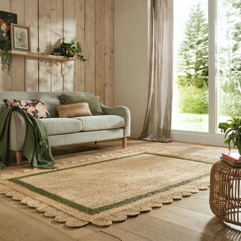 Covor Grace Natural/Green, Flair Rugs, 120x170 cm, iuta, natural/verde