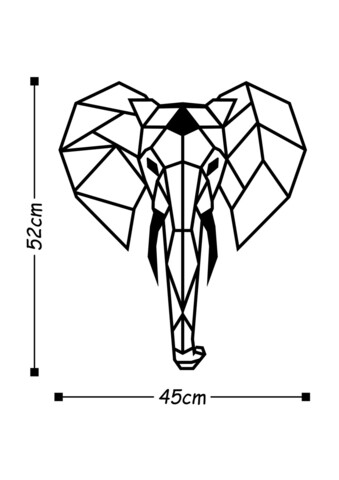 Decoratiune de perete, Elephant, Metal, Dimensiune: 45 x 52 cm, Negru