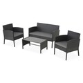 Set mobilier pentru gradina/terasa, 4 piese, Laredo, otel, negru/gri