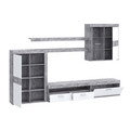 Set mobilier living 4 piese Zeist, Bedora, 300x41x200.9 cm, PAL/sticla/plastic, gri deschis/alb