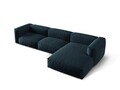 Coltar modular dreapta 3 locuri, Martina-169, Micadoni Home, 332x176x75 cm, tesatura structurata catifelata, albastru jeans