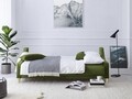 Canapea extensibila, Pansy, Mazzini Sofas, 3 locuri, cu lada de depozitare, 215x94x90 cm, catifea, verde