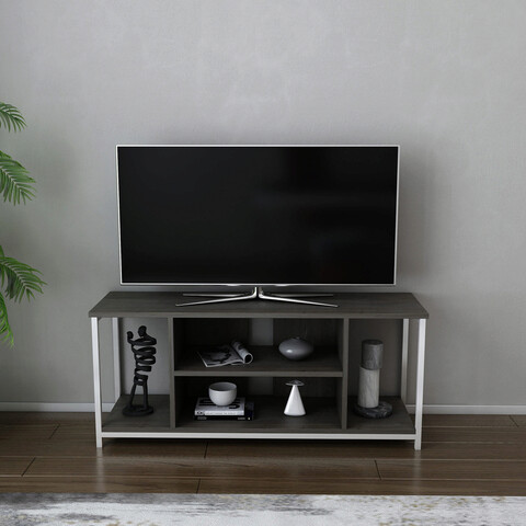 Comoda TV, Retricy, Rinaldo, 120x35x50.8cm, PAL, Alb / Gri inchis