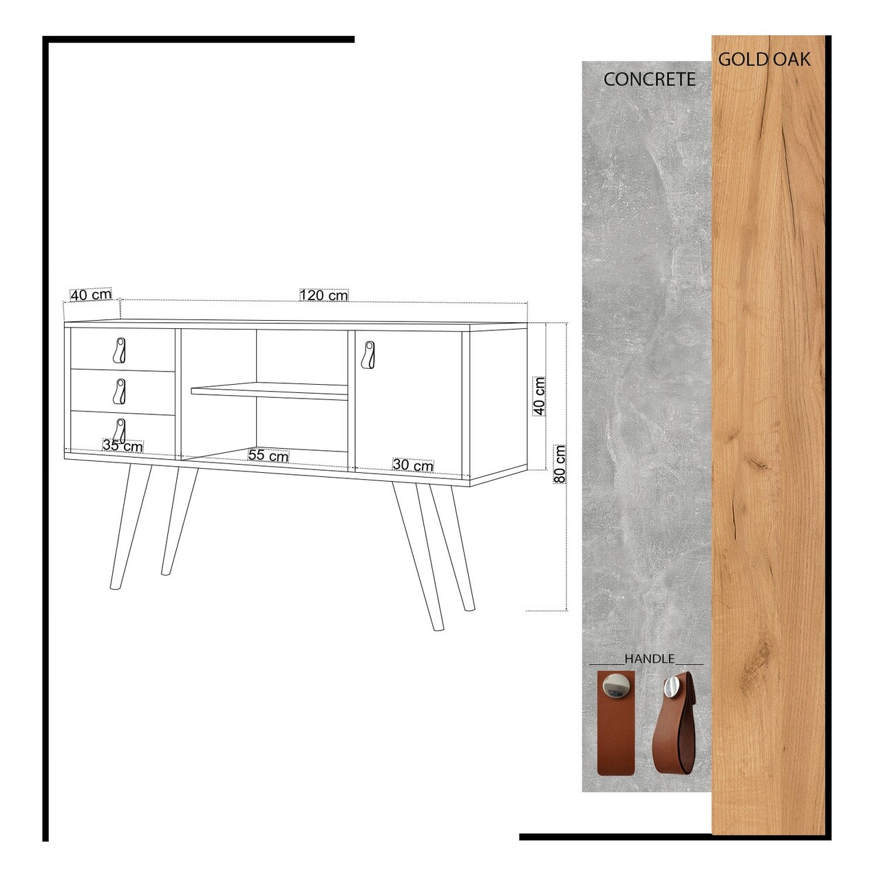 Consola, Mod Design, İndira, Stejar / Alb