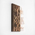 Decoratiune de perete, Do More Of What Makes You Happy, 50% lemn/50% metal, Dimensiune: 42 x 58 cm, Nuc / Cupru