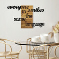 Decoratiune de perete, Everyone Smiles in The Same Language, Metal/lemn, 95 x 58 cm, Nuc / Negru