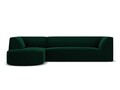 Coltar stanga 4 locuri, Ruby, Micadoni Home, BL, forma rotunjita, 273x180x69 cm, catifea, verde bottle