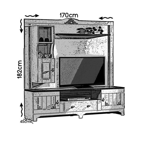 Comoda TV, Comforty, Gazel, 170x182x45 cm, Alb/Maro