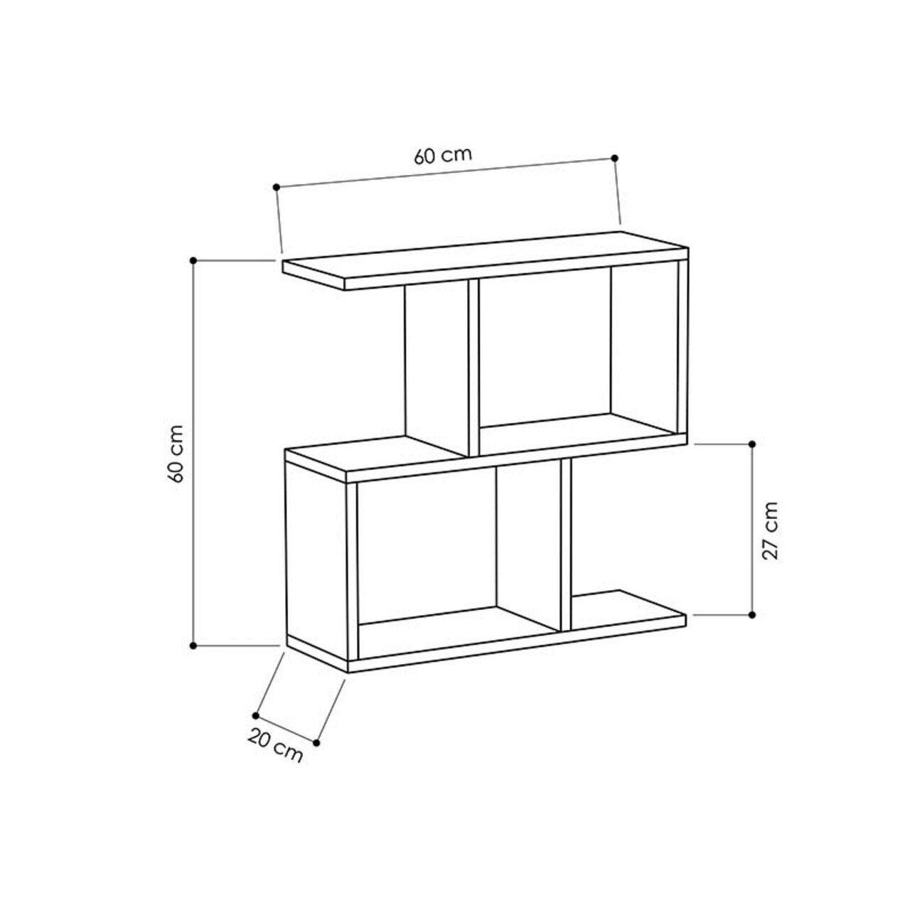 Masuta living Homemania, Pakoworld, 60x20x60 cm, PAL melaminat, alb