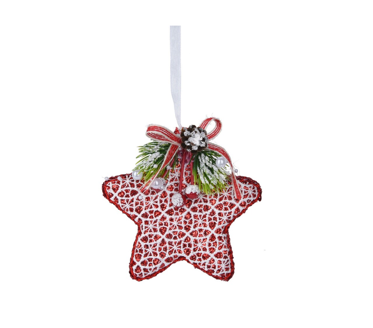 Decoratiune pentru brad Xmas Star V1, 12 cm, spuma, rosu