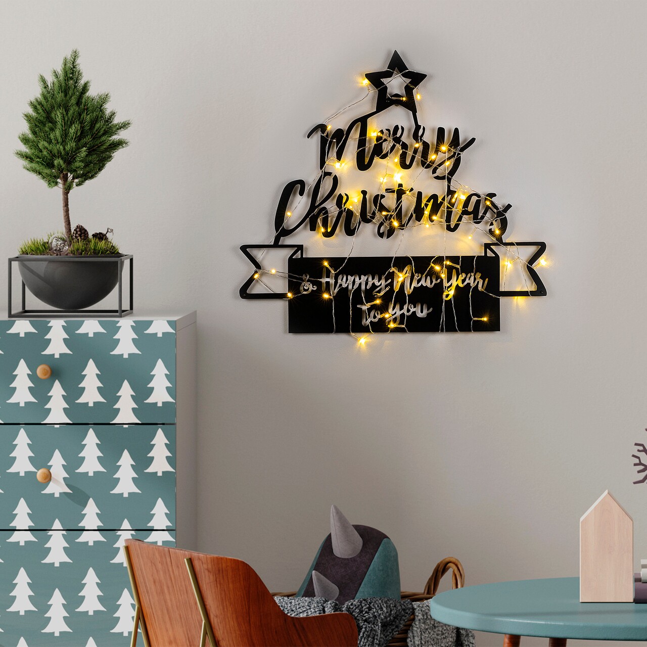 Decoratiune de luminoasa XMASBLACK-004, Tanelorn, 67x62 cm, metal, negru - 1 | YEO