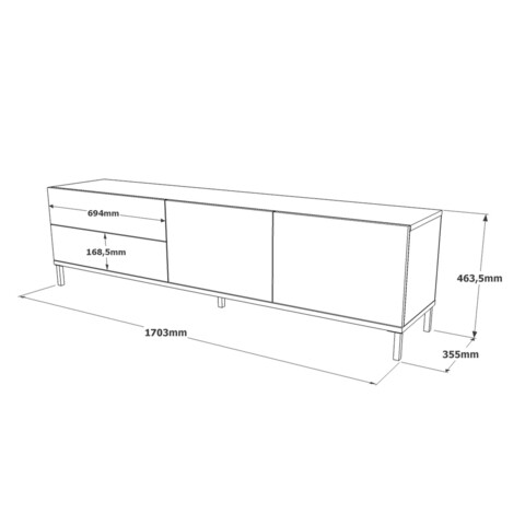 Comoda TV LV6 - RL, Yardley, 170.3x35.5x46.4 cm, argintiu/negru