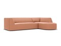 Coltar dreapta 4 locuri, Ruby, Micadoni Home, BL, forma rotunjita, 273x180x69 cm, catifea, roz