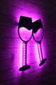 Decoratiune luminoasa LED, Wine Glasses, MDF, 60 LED-uri, Roz