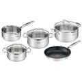 Set oale si tigai, Tefal Duetto Plus, 8 piese, inox/sticla