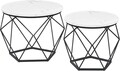 Set 2 masute de cafea Modern, Vasagle, blat detasabil, 60x45 cm, max 30 kg, otel/PAL, alb/negru