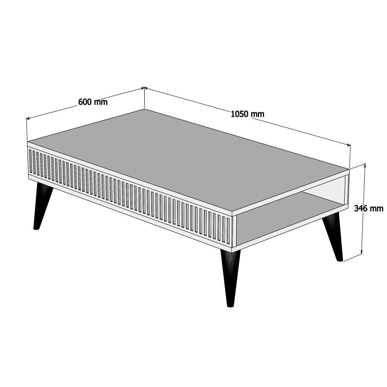 Masuta de cafea Milan Walnut, Hommy Craft, 105x60x34,6 cm, aluna/negru - 2 | YEO